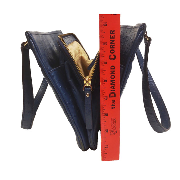 KATE SPADE New York Blue Ostrich Leather Bow Bag Handbag Purse Shoulder Bag - Picture 9 of 16